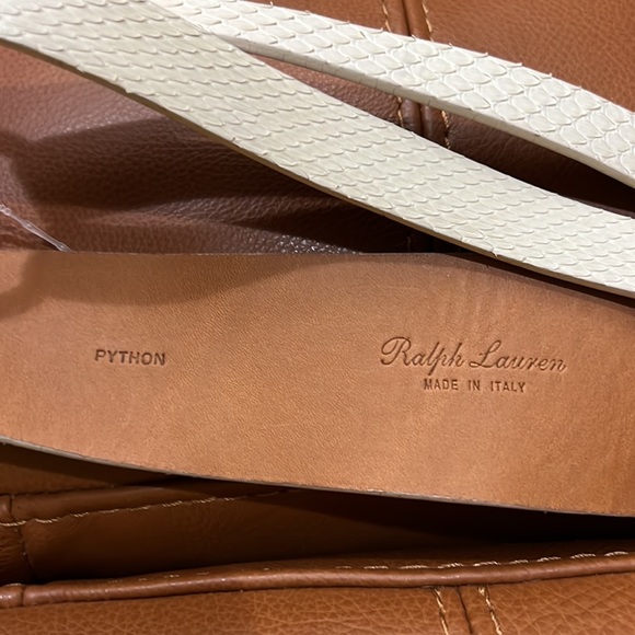 Vintage Ralph Lauren Python White Belt. Sz M . Italy. Imperfections! - Picture 4 of 6